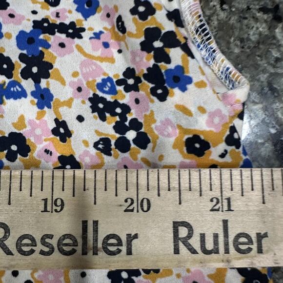 Ann Taylor Factory Shirt Womens XL Blue Pink Yellow Floral Cowl Neck Blouse - Picture 6 of 7